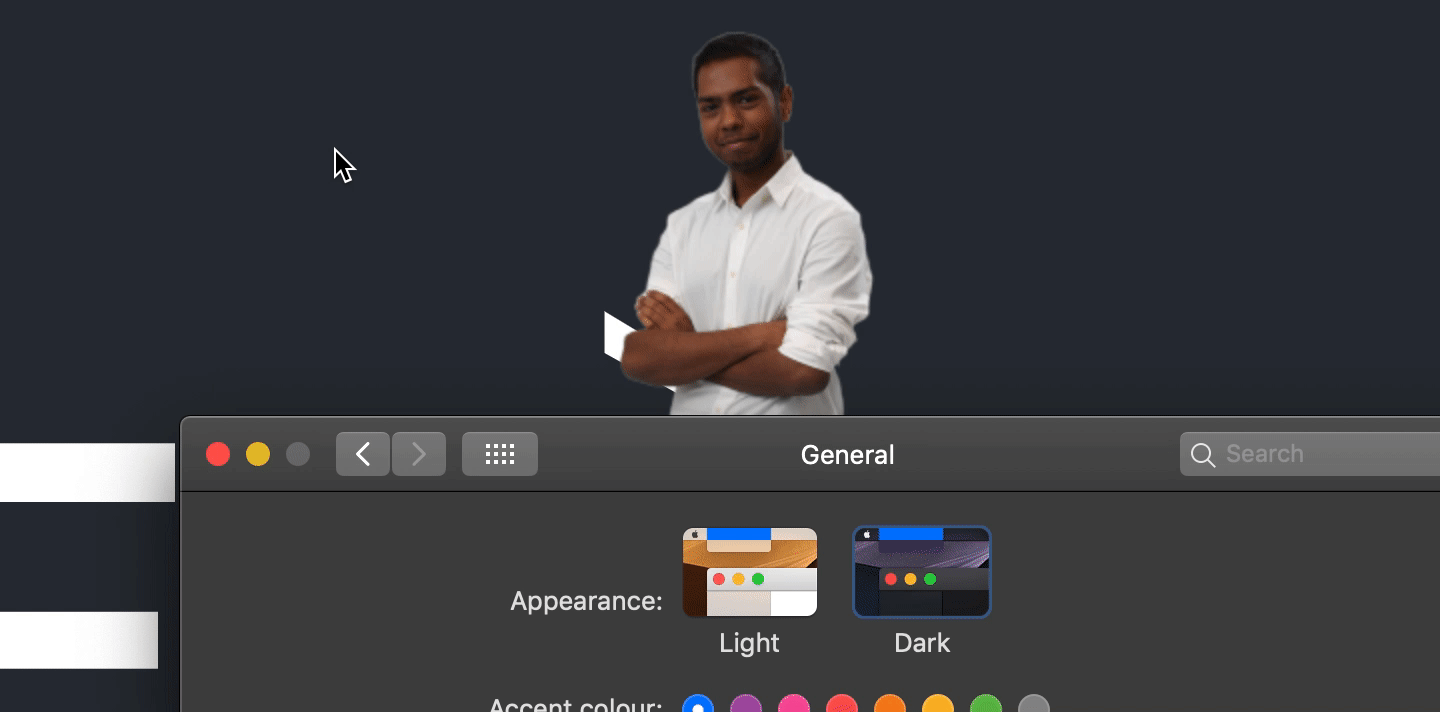 An example of dark mode switching on macOS